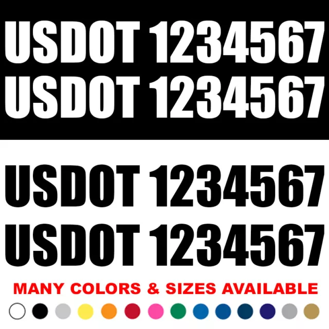 USDOT Decals Set of 2 Custom US DOT Numbers Sticker Commercial Pick up Truck Van