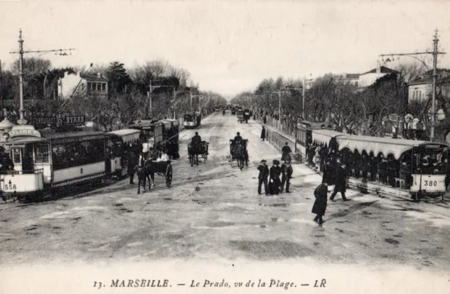 13 Cpa Animee Debut 1900 Marseille Le Prado Vue Sur La Plage