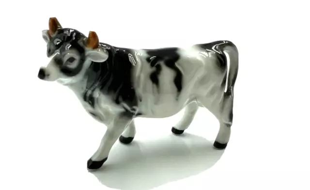 Vintage White & Black Cow Figurine