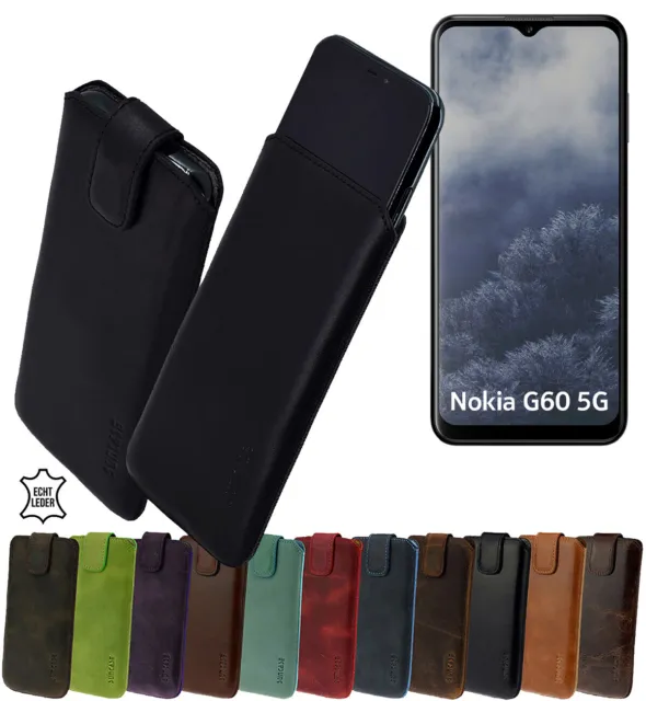Suncase® Hülle Tasche Echt Leder Handyhülle Schutz Case Etui für Nokia G60 5G