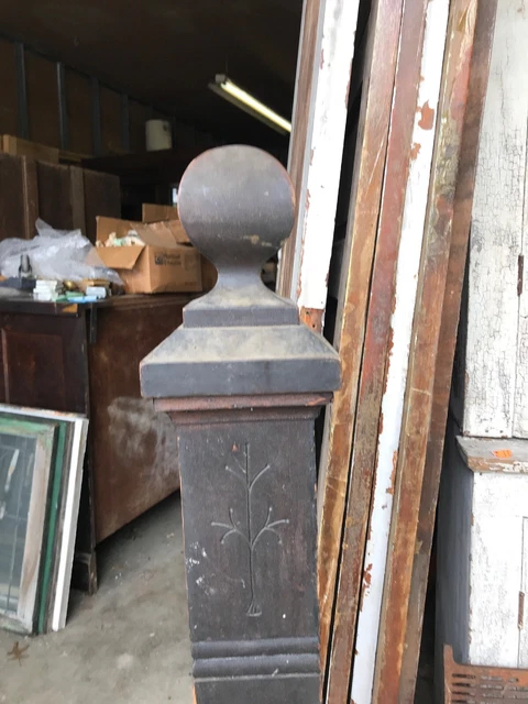 MAR Antique carved Victorian Newell Post For Stairway 55 X 7“ Square 2