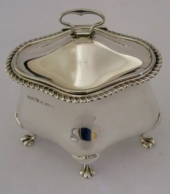 SCATOLA CADDY DA TÈ ART NOUVEAU INGLESE MASSICCIO ARGENTO STERLING 1903 ANTICA 176g