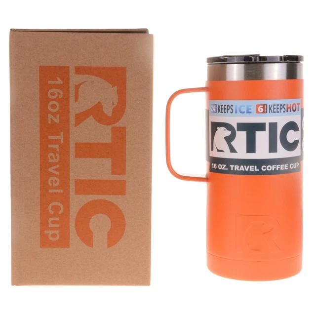 RTIC 16 oz Travel Cup Hot Cold Double Wall Vacuum Insulated (Tangerine)