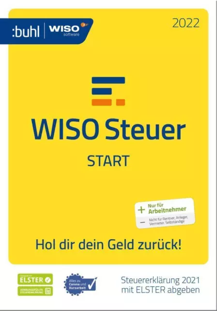 WISO Steuer-Start 2022 | Steuererklärung 2021 mit ELSTER abgeben | CD-ROM | 2021