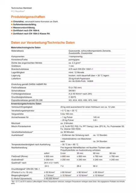 Malta per colata PCI Repaflow 25 kg macchine per colata piastre in acciaio guide in acciaio 3