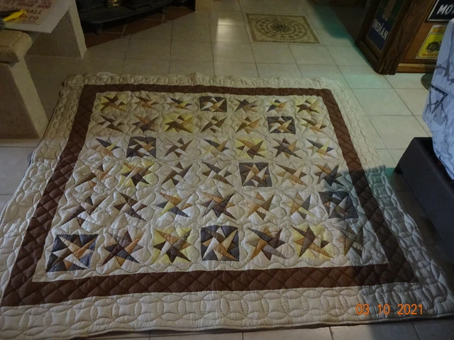 grand couvre-lit PATCHWORK matelassé FAIT MAIN - 180 cm x 195 cm