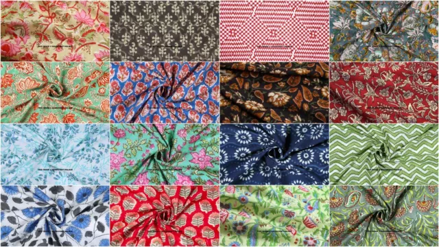 Neuf Indien Main Bloc Imprimé 100% Tissu Coton Naturel Imprimé Vêtements Tissu