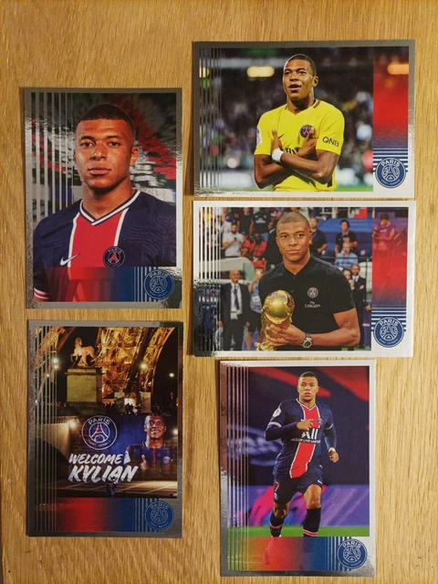 PANINI collection PSG 50 ANS lot 5 stickers images KYLIAN MBAPPE RARE Toploader