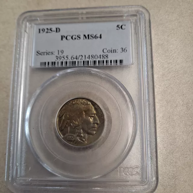 1925-D 5C Buffalo Nickel, PCGS grade MS-64