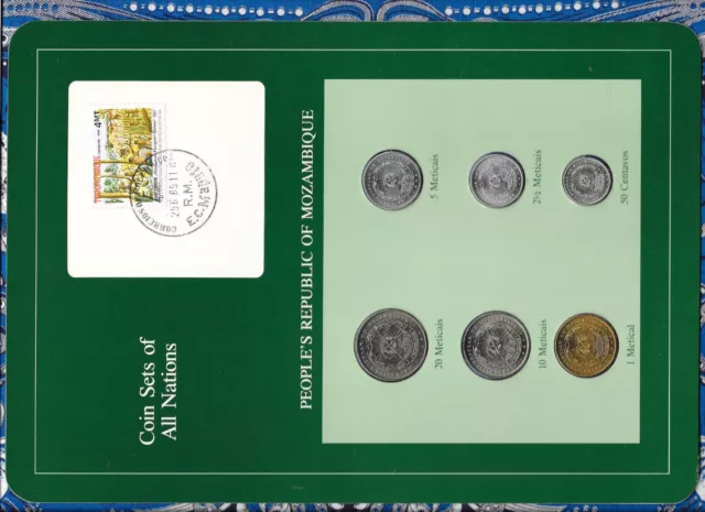 Coin Sets of All Nations Mozambique w/card 1980-1982 UNC 1 Metical 1982