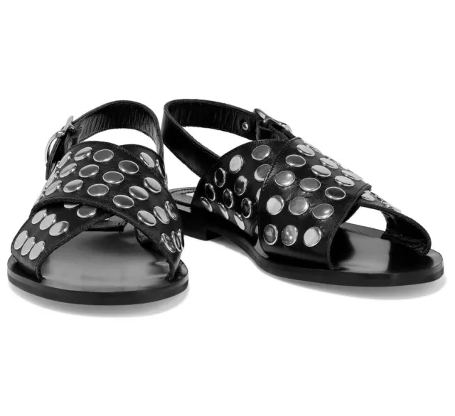 Mcq By Alexander Mcqueen Sundance Black And Silver Sandals Womens Size 7