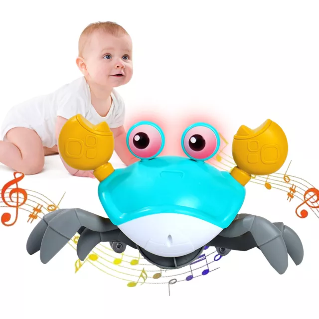 Electric Music Crawling Crab Baby Toy LED Light Up Kids Toddler Interactive Toys