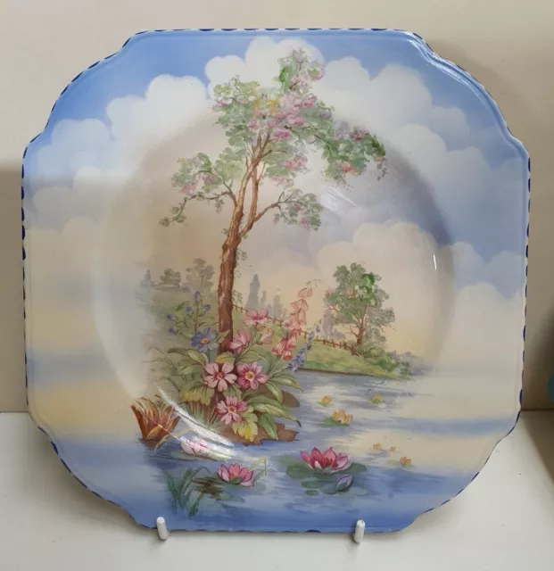 Lawrence & Grundy Falcon Ware Landscape Plate c1920-38 Made in England 21cm 5041