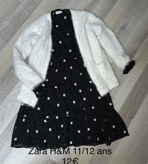 Robe Fille ZARA - Taille 11/12 Ans (152) - Noire En Voile, Manches Longues - Occasion Très Bon état
