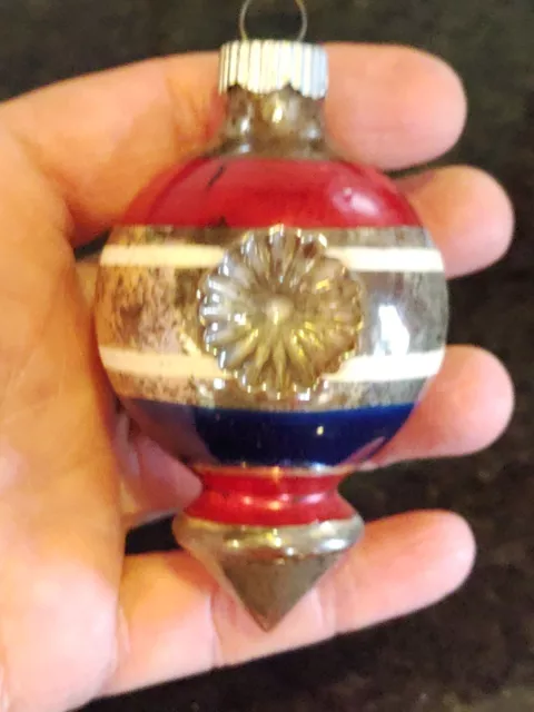 Vintage Shiny Brite Double Side Star Indent Finial Mercury Glass Ornament