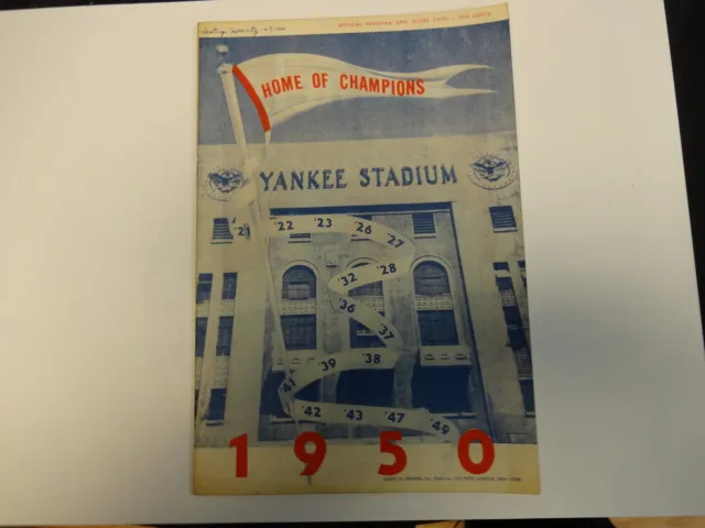 1950 N.Y. Yankees vs Philadelphia A's Official Program And Score Card