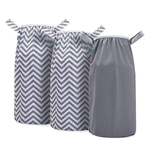 Pail Liner for Cloth Diaper(Pack of 3) Reusable Diaper Pail Wet Bag with Elastic