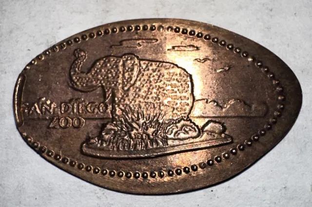 San Diego Zoo Elephant Image Souvenir Tourist Elongated Coin Smashed 1C Penny CA