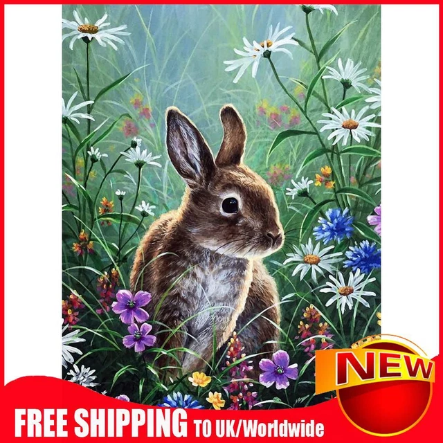 5D DIY Mosaic Craft Kits Rabbit Round Drill Diamond Painting for Home Wall Decor