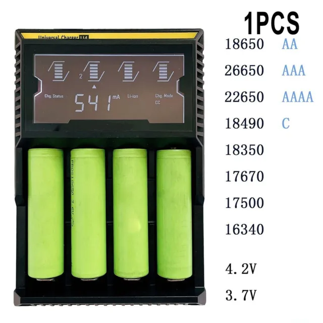 Chargeur de batterie lithium écran LCD pour quatre emplacements (3 7V 4 2V pris