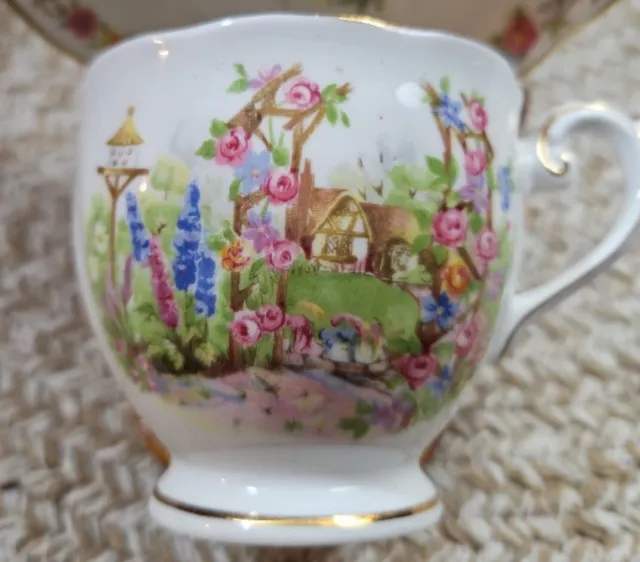 Vintage Tea Cup / Saucer Duo, Bell Bone China, England "Rose Cottage" Design. 3