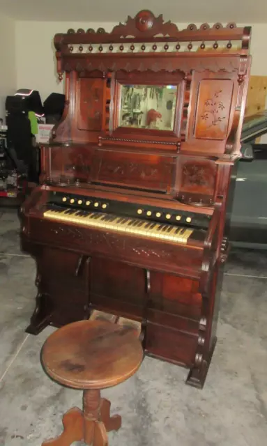 mid 1800's Smith American Organ Company Fully Functional Ornate Pump Organ