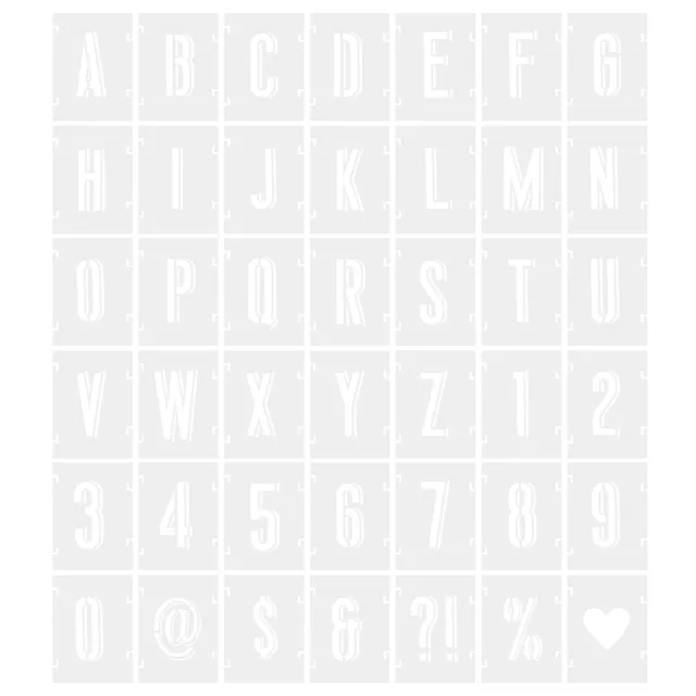 1 Inch Letter Number Stencils Alphabet Symbol Templates Set Shadow 1.5"W 42pcs
