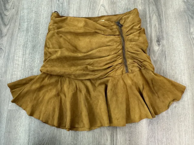Veronica Beard Womens Skirt Sz 4 Weston Ruched Suede $795 FLAW