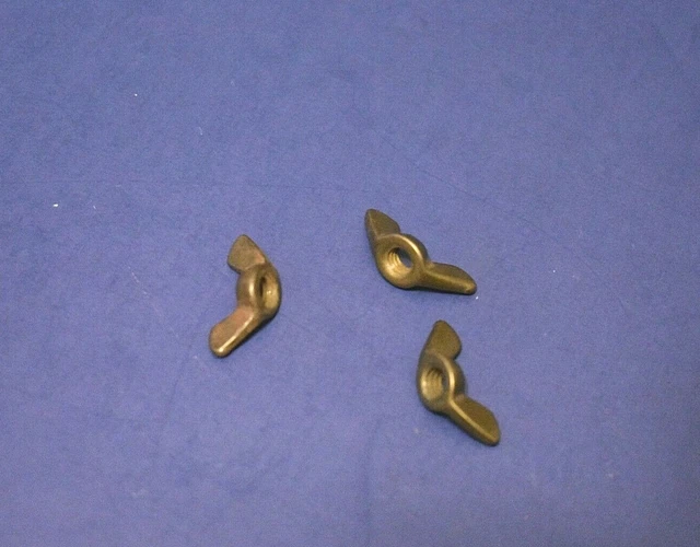 3 Vintage Bronze Colored Steel Wing Nuts 1/4"-20 Coarse Thread