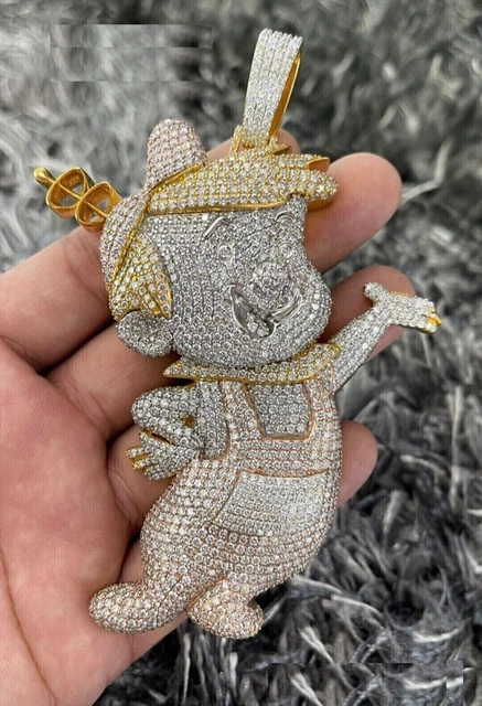 Pendentif à breloque en forme de dessin animé personnalisé Moissanite...