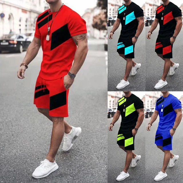 Uomo  S Tuta Pantaloncini Estivi Abito Estate Top + Pantaloni Casual Blocchi