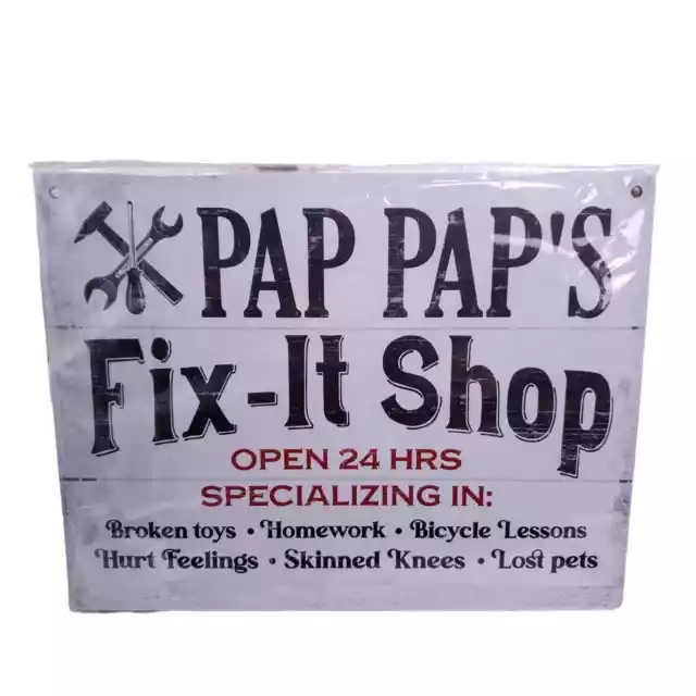 Pap Pap's Fix It Shop Metal Tin Sign Home Garage Shop Wall Decor Father's Day