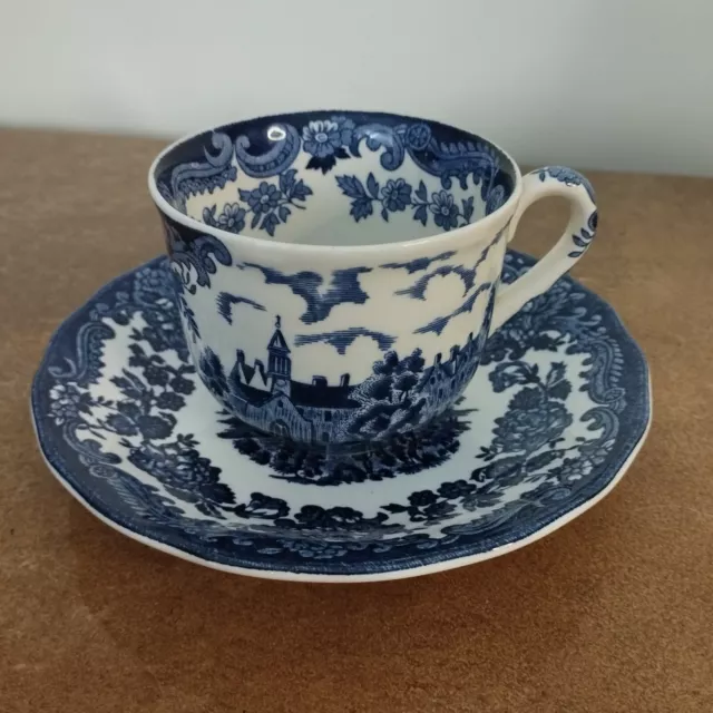 Vintage Royal Worcester Palissy, Blue 'Avon Scenes 1790' Tea Cup & Saucer Set