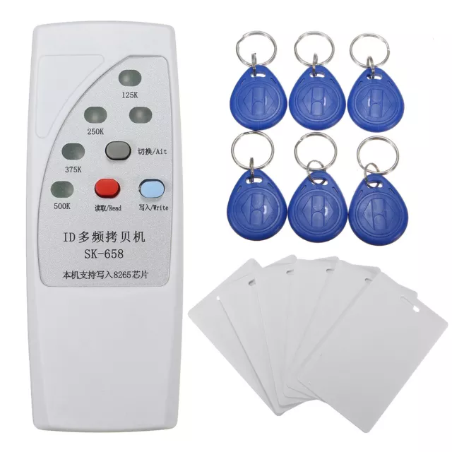 Handheld RFID ID Card Copier Key Reader Writer Duplicator 125KHz ~ 500KHz + Tags