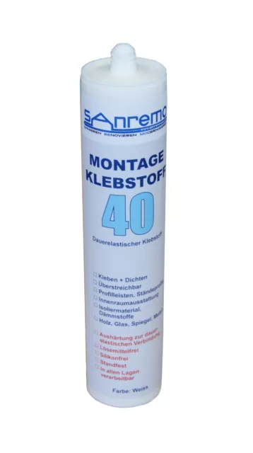 10x Sanremo MONTAGEKLEBSTOFF MS - 40 Klebstoff Dichtstoff 290ml