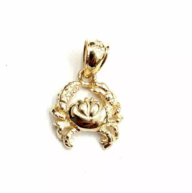 New 14k yellow Gold tiny crab cancer zodiac sign Pendant charm fine jewelry 1.2g