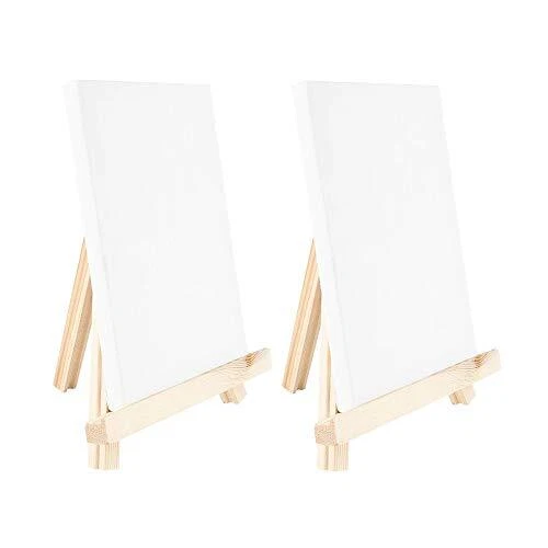 Ideen mit Herz Lot de 2 chevalets mini avec toiles assorties sur châssis blan...
