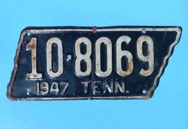 Vintage Original Paint 1947 Tennessee License Plate Tag
