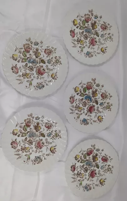 5 Vintage Staffordshire Bouquet By Johnson Bros Brothers DINNER Plates England