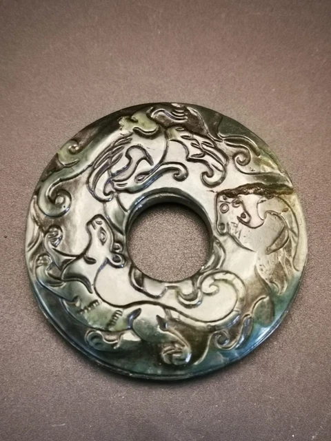 Unusual Chinese Old Jade Hand Carving Four Mythical Beasts Pendant Statue Sd4