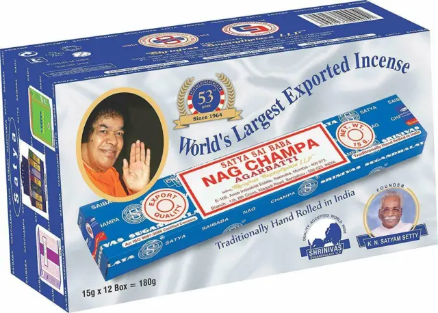 Satya Nag Champa Bâtons d'encens Parfum naturel roulé à la main Agarbatti...