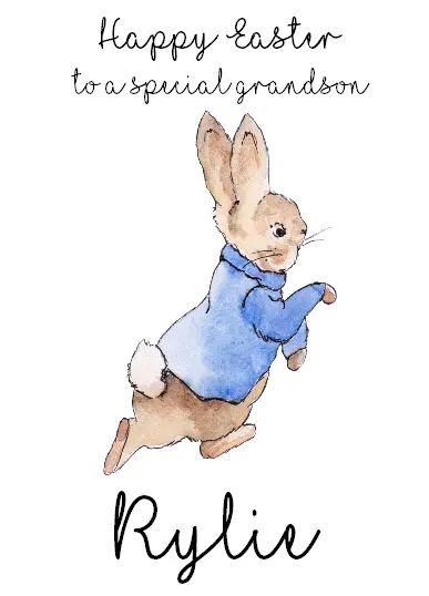Personalised Greetings Card Easter Bunny Rabbit Peter Rabbit Beatrix Potter 1St