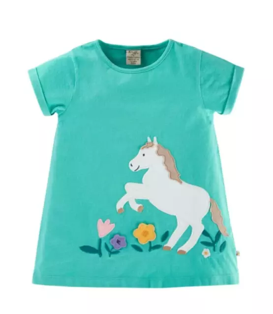 Frugi T Shirt Top 4-5 Years Green Horse Applique Short Sleeve BNWT RRP£22