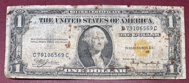 1935 A NORTH AFRICA One Dollar Bill $1 Note Silver Certificate Circ. #62698