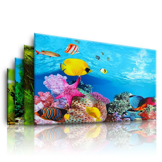 Pegatina de paisaje de acuario póster pecera 3D fondo pintura stick-DS