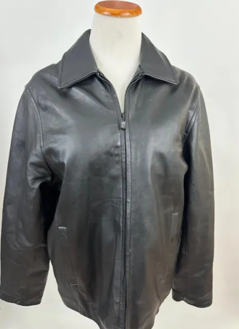 KENNETH COLE REACTION black real leather Full Zip Jacket Women's XL 18 20