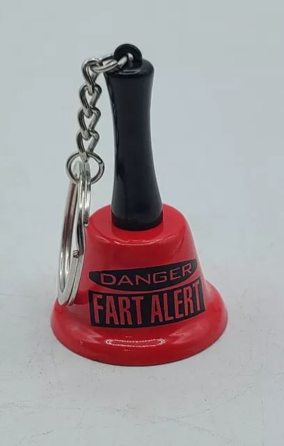 Keychain Danger Fart Alert Funny Humor Keyring Metal Red Bell