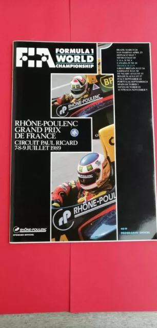 Formula 1 Programma Ufficiale Gran Premio Di Francia F1 1989