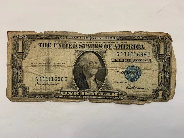 1957 Series One Dollar Blue Seal Note Silver Certificate With S serial#