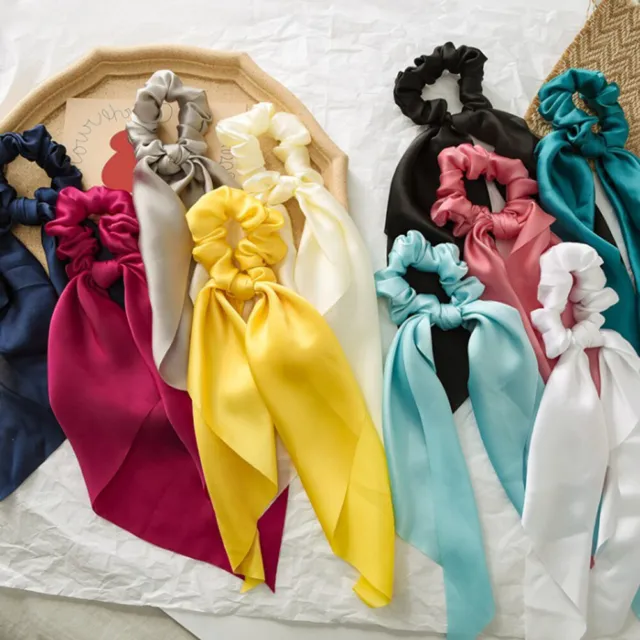 Boho Silk Bowknot Flower Elastic Hair Scarf Scrunchies Women Hair Bands Rope Tie